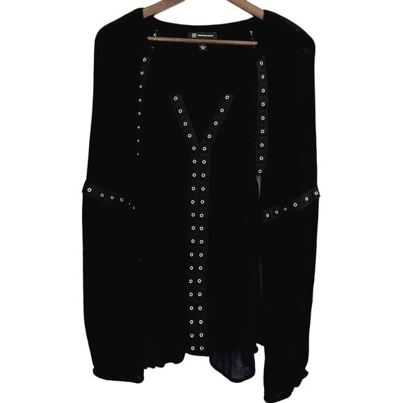 INC International Concepts V-Neck Black Blouse Size M Witchy Whimsygoth Modern - Picture 1 of 10